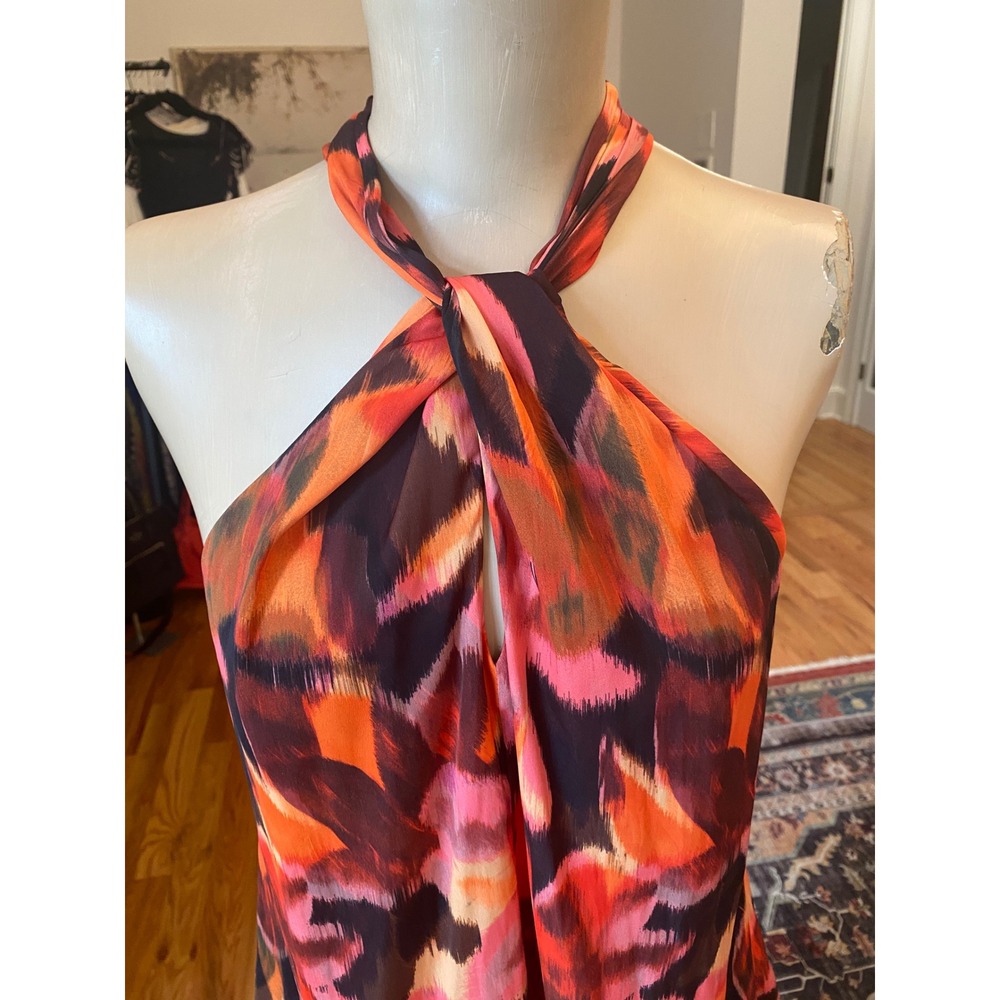 Tart Collections Womens Orange Pink Abstract Halter Neck Blouse Small - Picture 11 of 11